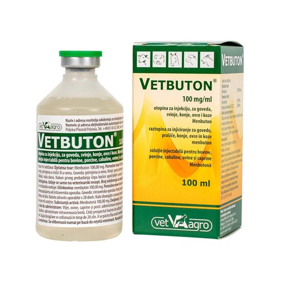 VETBUTON 100MG/ML 100ML INJ. // Membutone 100 mg // cattle, pigs, horses, sheep, goats // bovini, suini, equini, ovini, caprini