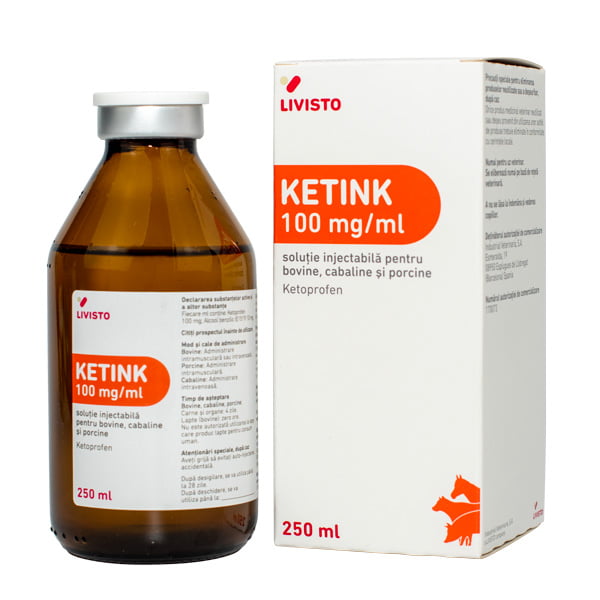 KETINK 100 mg/ml // KETOPROFEN 100MG // simile KETOSOL // for cattle, swine, horses / per bovini, suini, cabalini