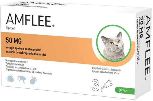 AMFLEE 50 mg spot-on solution for CATS 3 pipette (0.50 ml) // FIPRONIL