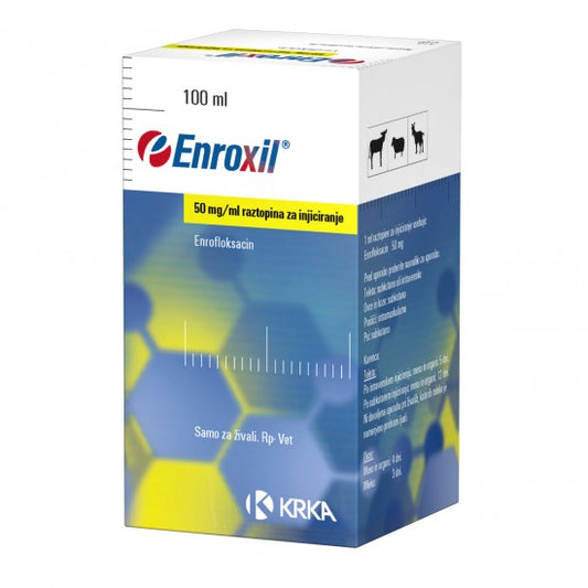 Enroxil 5% INJ X 100ML // ENROFLOXACINA// cattle, calves, sheep, goats, pigs, dogs // bovini, ovini, caprini, suini, cani