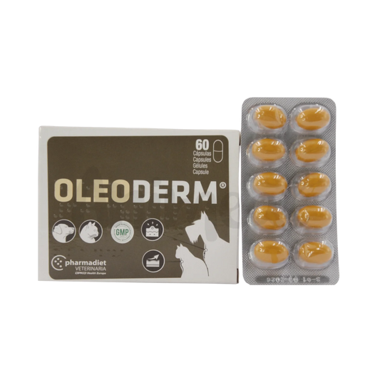 OLEODERM 60 TABS - Soft gelatin capsules, nutritional supplement for dogs and cats.