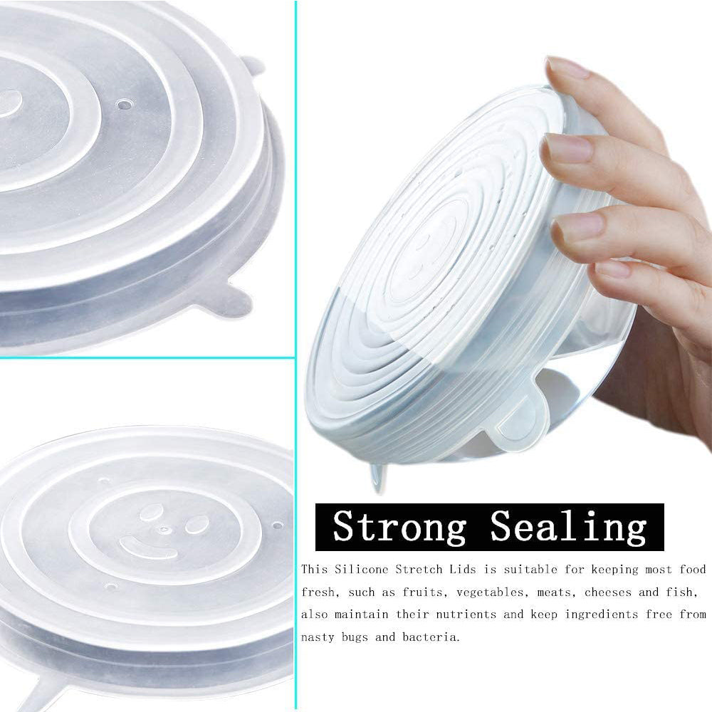 6 Pcs Reusable Universal Silicon Stretch Bowl Lids Kitchen Wrap Silicone Food Wrap Bowl Lid Kitchen Tools_14