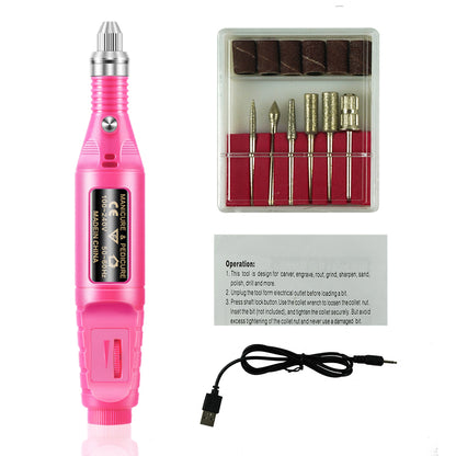 Manicure Pedicure Drill Set Machine for Ceramic Gel Nail Drill Equipment- USB Powered_1