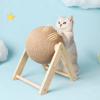Cat Wooden Scratching Post Interactive Sisal Pet Scratching Ball_8