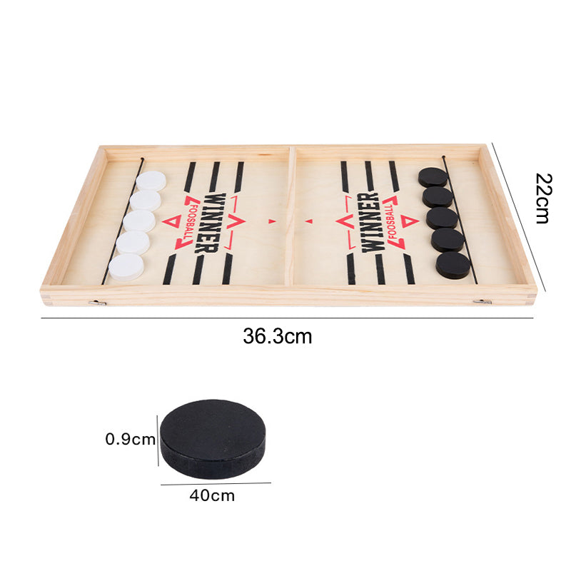 Natural Wood 2 Player Sling Puck Game Interactive Chess Toy Board_1