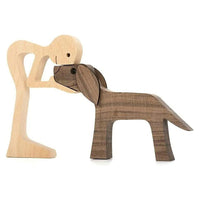 Hand-carved Wooden Puppy Family Sculpture Ornaments for Home Decor_3