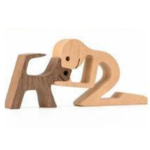 Hand-carved Wooden Puppy Family Sculpture Ornaments for Home Decor_5