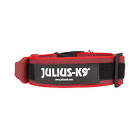 Julius-K9 Collare Color & Gray con manico richiudibile, chiusura di sicurezza ed adesivi intercambiabili, 50 mm (49-70 cm), Rosso-Grigio - Pet Shop Luna
