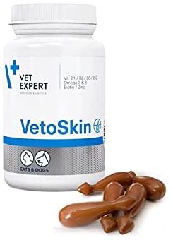 VetExpert VetoSkin 90 Capsule per cani e gatti contiene acidi grassi Omega 3 e Omega 6 per supporto del pelo e della pelle - Pet Shop Luna