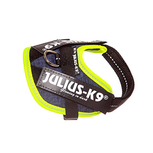 Julius-K9, 16IDC-FARNE-B2, IDC Powerharness, dog harness, Size: Baby 2, Jeans with neon edge - Pet Shop Luna