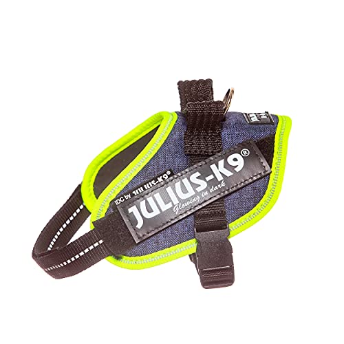 Julius-K9, 16IDC-FARNE-MM, IDC Powerharness, dog harness, Size: Mini-Mini, Jeans with neon edge - Pet Shop Luna