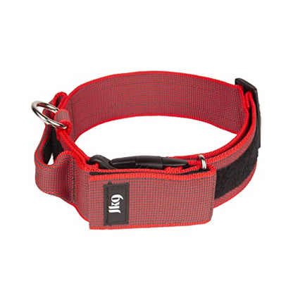 Julius-K9 Collare Color & Gray con manico richiudibile, chiusura di sicurezza ed adesivi intercambiabili, 50 mm (49-70 cm), Rosso-Grigio - Pet Shop Luna