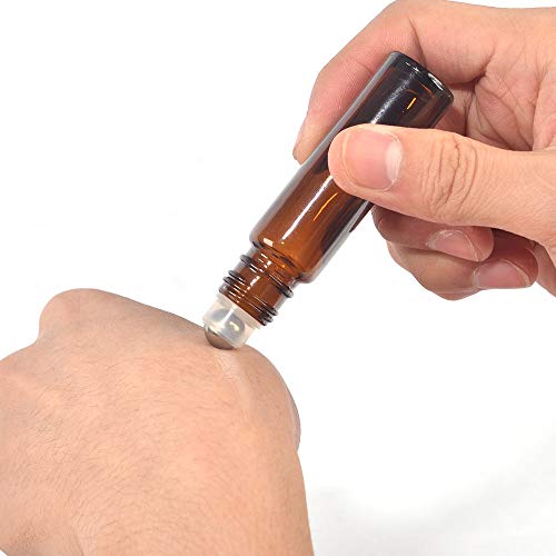 Bottiglie roll-on in vetro ambrato da 10 ml con sfere in acciaio inox, ideali per profumi, lozioni, oli essenziali per aromaterapia, trattamento e liquidi repellenti per zanzare, doterra, Young Living - Pet Shop Luna