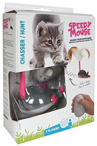 Tyrol Remote Control Feather Mouse Cat Toy Grey - Pet Shop Luna