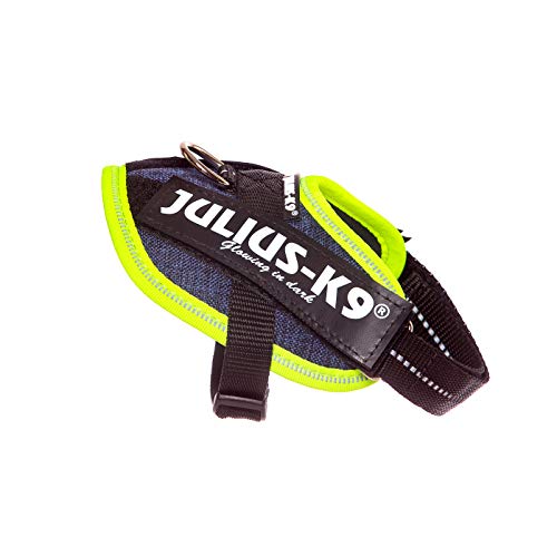 Julius-K9, 16IDC-FARNE-B2, IDC Powerharness, dog harness, Size: Baby 2, Jeans with neon edge - Pet Shop Luna