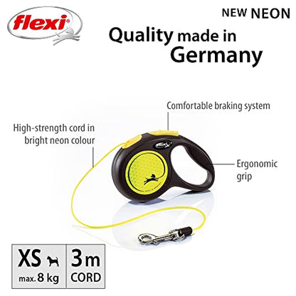 flexi Neon Cord Yellow Retractable Dog Leash/Lead for Dogs - Pet Shop Luna