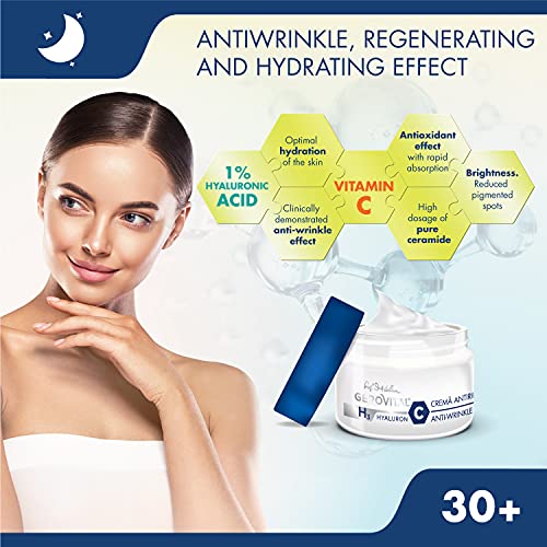 Anti-Wrinkle Night Face Cream with Hyaluronic Acid, Vitamin C and E, Regenerates the Skin and Ensures the Filling of Wrinkles From the Inside, Gerovital H3 Hyaluron C - Pet Shop Luna