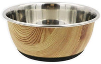Tyrol Stainless Steel Anti-Slip Bowl for Cat/Dog/Pets, Wood Effect, 13.5 cm, 0.0952989 kg - Pet Shop Luna
