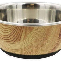 Tyrol Stainless Steel Anti-Slip Bowl for Cat/Dog/Pets, Wood Effect, 13.5 cm, 0.0952989 kg - Pet Shop Luna