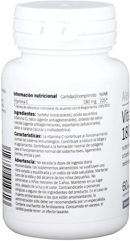 Vitamin C – 180 mg – 60 Chewable Tablets – for a 2 Month Supply of Vitamin C – High Purity Ingredients – Quality Guaranteed by Alevia Spain - Pet Shop Luna