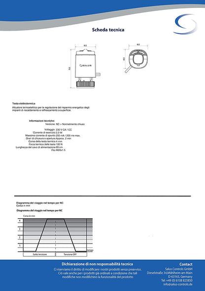 Salus T28NC Attuatore Termico 230V a Risparmio Energetico per Sistemi di Riscaldamento e Raffreddamento di Superficie, M28 x 1,5 mm - Pet Shop Luna