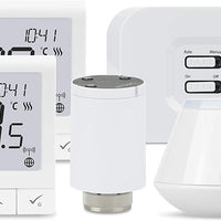 Salus Controls Starter Kit for Central Heating + One Room Controller - Includes 2 x Thermostat, 2 x Radiator Valve, Boiler Receiver and Smart Gateway Controller - Pet Shop Luna