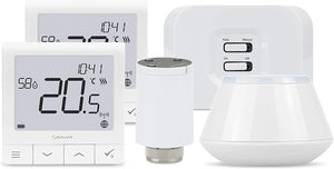 Salus Controls Starter Kit for Central Heating + One Room Controller - Includes 2 x Thermostat, 2 x Radiator Valve, Boiler Receiver and Smart Gateway Controller - Pet Shop Luna