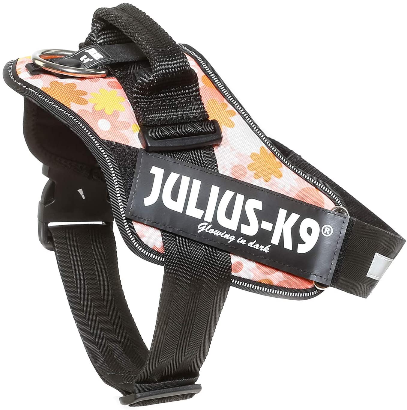 Julius-K9, 16IDC-PNF-1, IDC Powerharness, dog harness, Size: 1, Pink with flowers - Pet Shop Luna