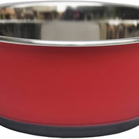 Tyrol Stainless Steel Anti-Slip Large Bowl for Cat/Dog/Pets, Mat Red, 20.5 cm, 0.222 kg - Pet Shop Luna
