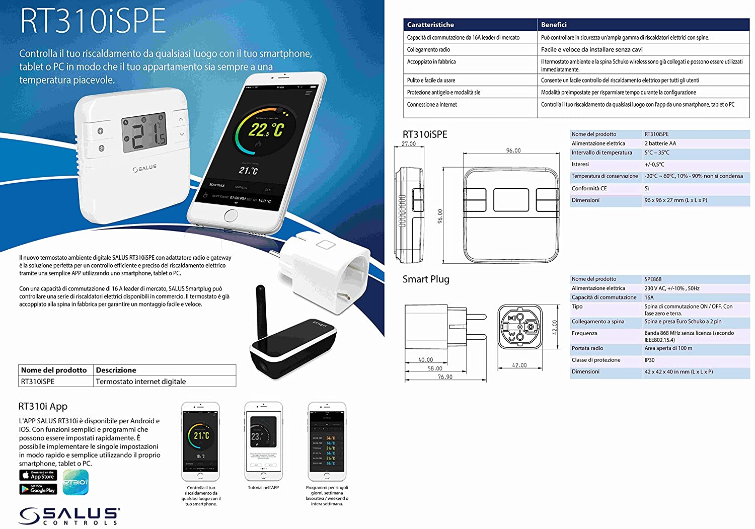 Salus Controls RT310iSPE Termostato Digitale per Ambienti Smart Home, Funzionamento a Batteria - Pet Shop Luna