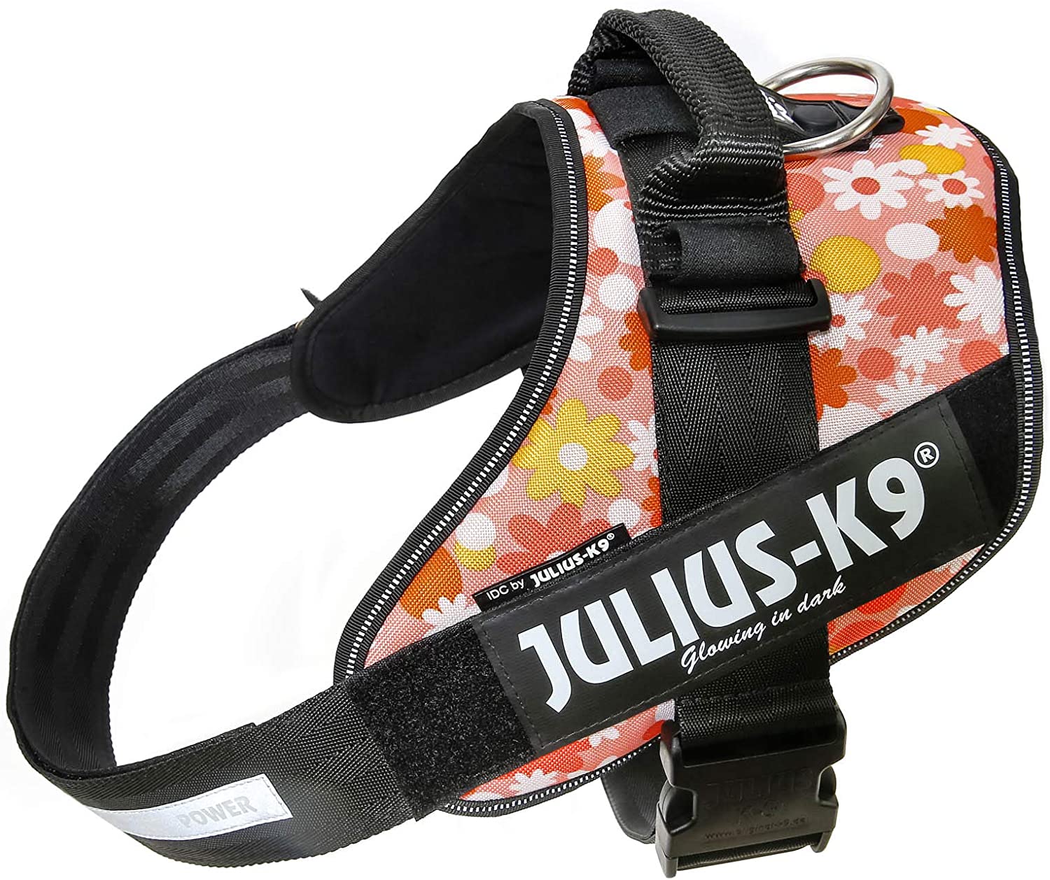 Julius-K9, 16IDC-PNF-3, IDC Powerharness, dog harness, Size: 3, Pink with flowers - Pet Shop Luna