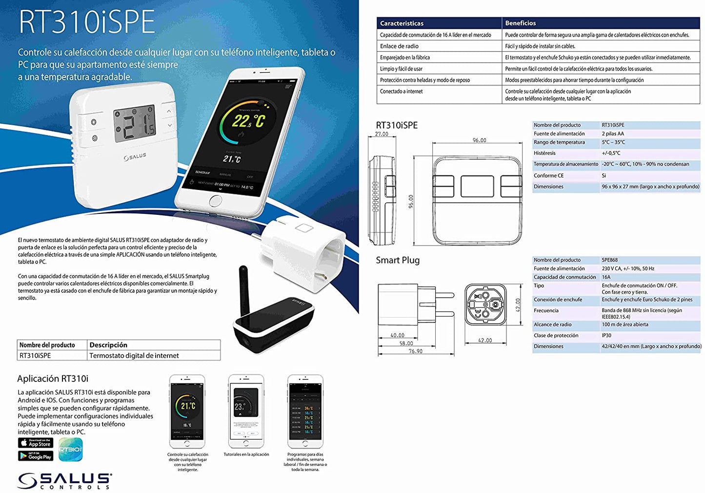 Salus Controls RT310iSPE Termostato Digitale per Ambienti Smart Home, Funzionamento a Batteria - Pet Shop Luna