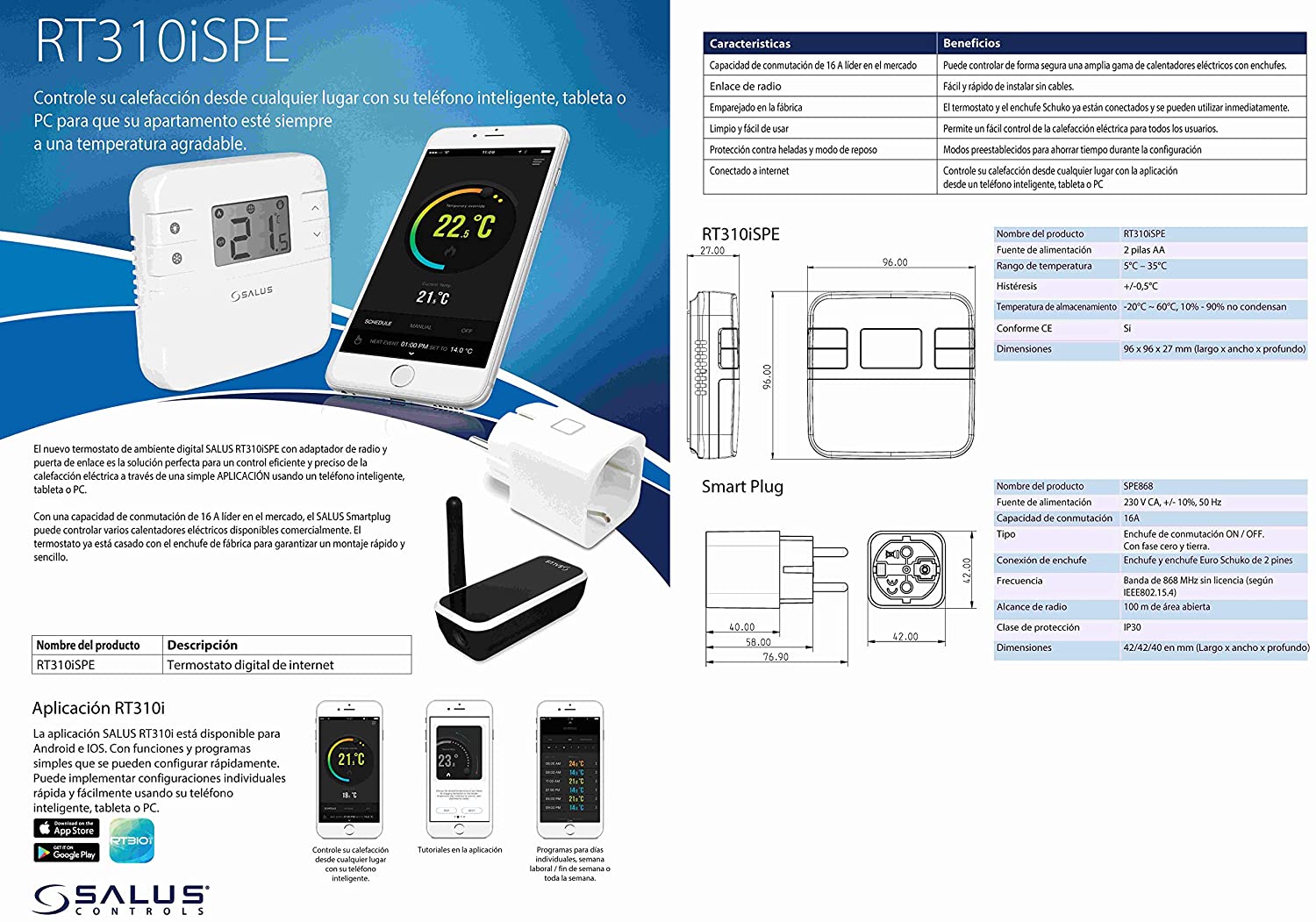 Salus Controls RT310iSPE Termostato Digitale per Ambienti Smart Home, Funzionamento a Batteria - Pet Shop Luna