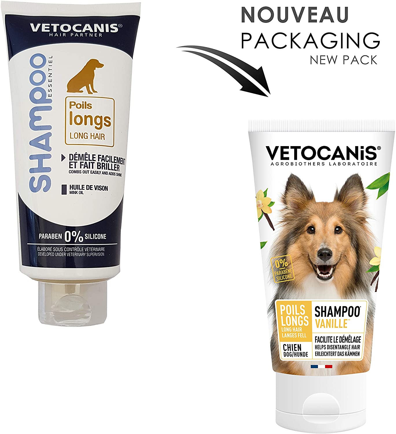 Vetocanis Detangling Long Hair Vanilla Shampoo for Dogs, 0.308 kg - Pet Shop Luna