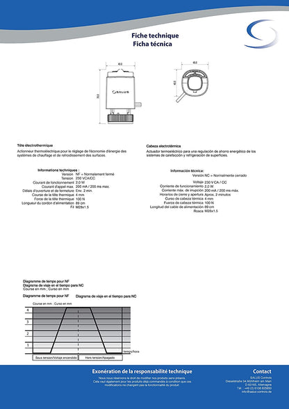 Salus T28NC Attuatore Termico 230V a Risparmio Energetico per Sistemi di Riscaldamento e Raffreddamento di Superficie, M28 x 1,5 mm - Pet Shop Luna