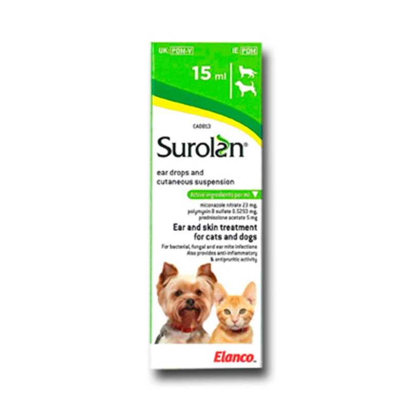 Surolan Ear drops for dogs and cats 15mL / gocce auricolari per cani e gatti - Pet Shop Luna