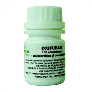 OXIFURAN 100 tablets: antimicrobials and coccidiostats for dogs and cats or in the treatment of coccidiosis and trichomoniasis in poultry or cage animals - Pet Shop Luna