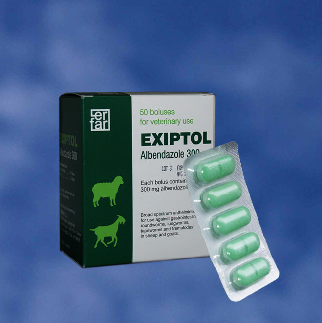 EXIPTOL 300mg Albendazole ORAL Dewormer 50 tablets / Vermifugo orale per bovini, ovini, caprini - Pet Shop Luna