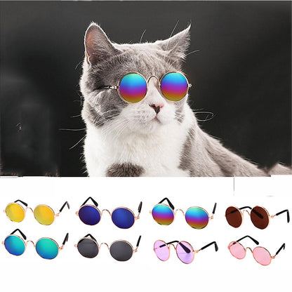 Ultra Cute and Funny Pet Sunglasses Classic Retro Circular Metal Prince Sunglasses for Cats or Small Dogs Fashion Costume - Pet Shop Luna