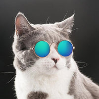 Ultra Cute and Funny Pet Sunglasses Classic Retro Circular Metal Prince Sunglasses for Cats or Small Dogs Fashion Costume - Pet Shop Luna